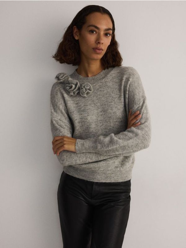 Reserved Reserved - Džemper od mješavine vune - light grey