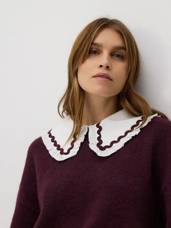 Reserved Reserved - Džemper od mješavine vune - tamnoljubičasto