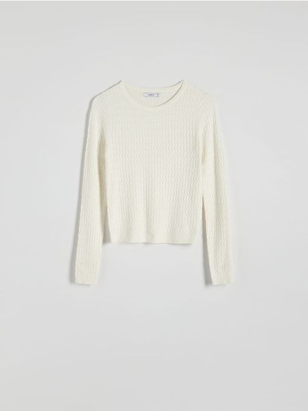 Reserved Reserved - Džemper od strukturiranog pletiva - krem