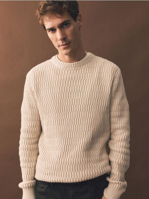 Reserved Reserved - Džemper od teksturiranog pletiva - bež