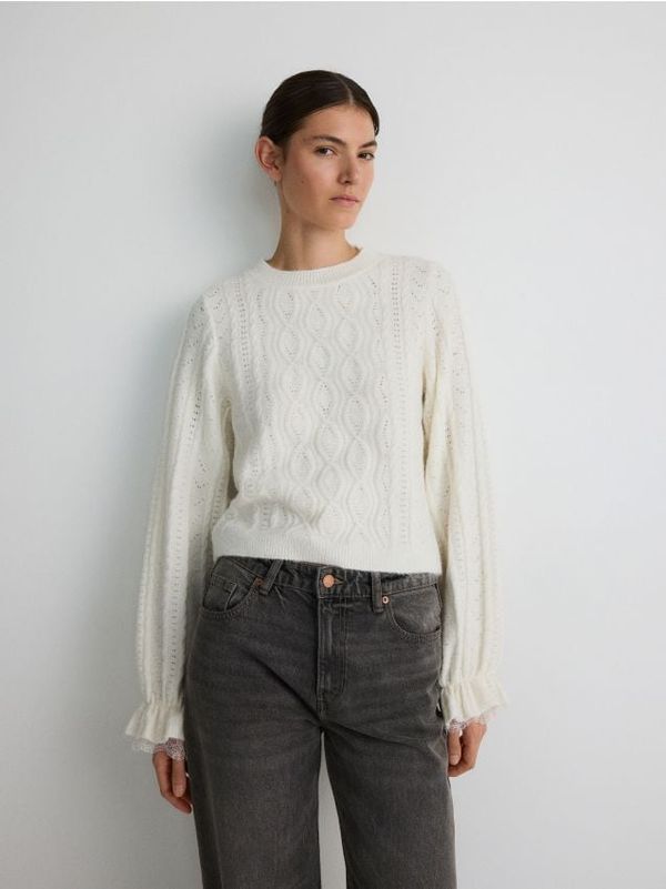 Reserved Reserved - Džemper od ukrasnog pletiva - boja kože