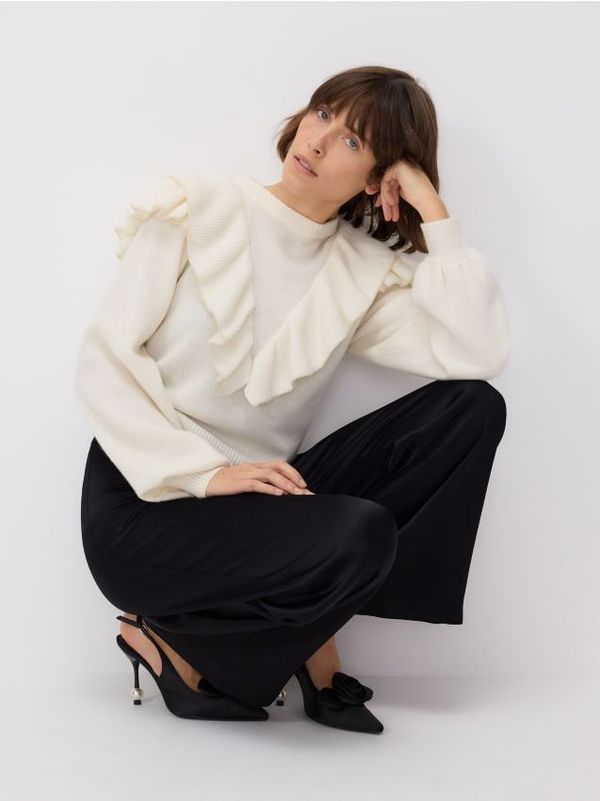 Reserved Reserved - Džemper od vune - krem