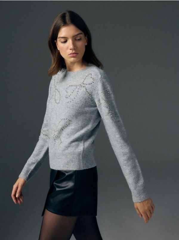 Reserved Reserved - Džemper s aplikacijom - light grey