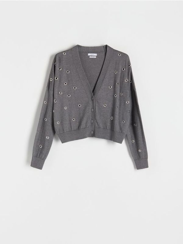 Reserved Reserved - Džemper s metalnim rupicama - tamnosivo