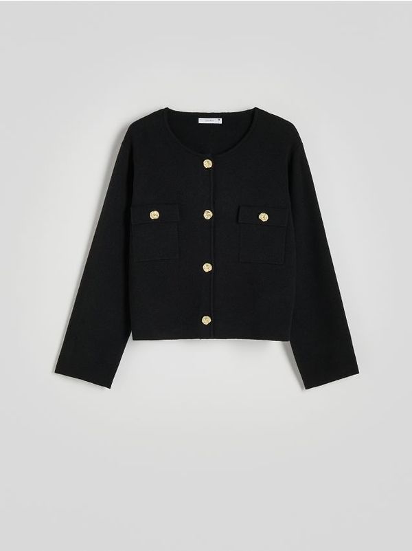 Reserved Reserved - Džemper s ukrasnim gumbima - crno