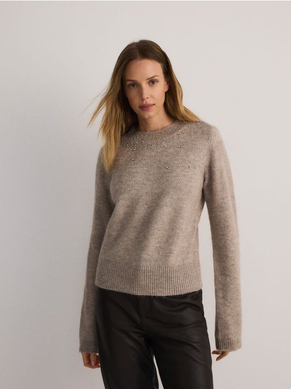 Reserved Reserved - Džemper s ukrasnom aplikacijom - bež