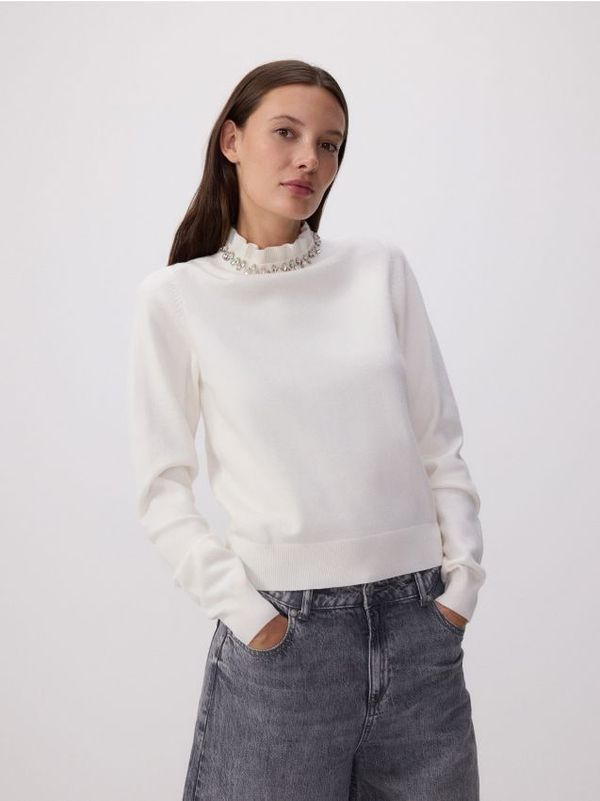 Reserved Reserved - Džemper s ukrasnom aplikacijom - boja kože