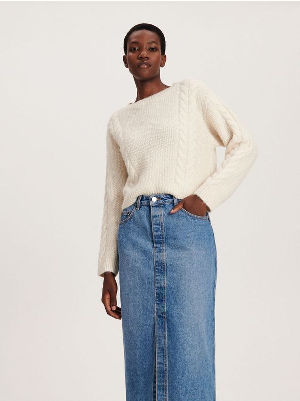 Reserved Reserved - Džemper s uzorkom pletenica - boja kože