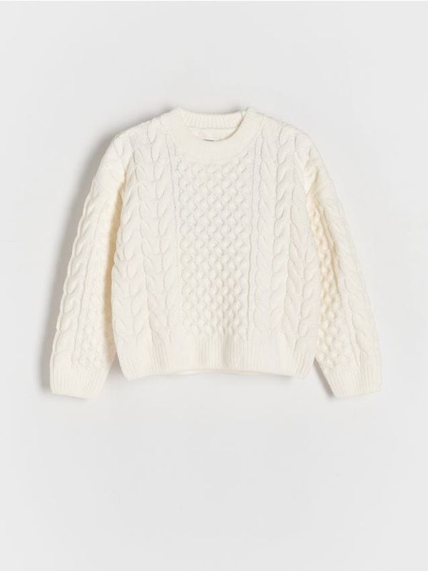 Reserved Reserved - Džemper s uzorkom pletenica - krem