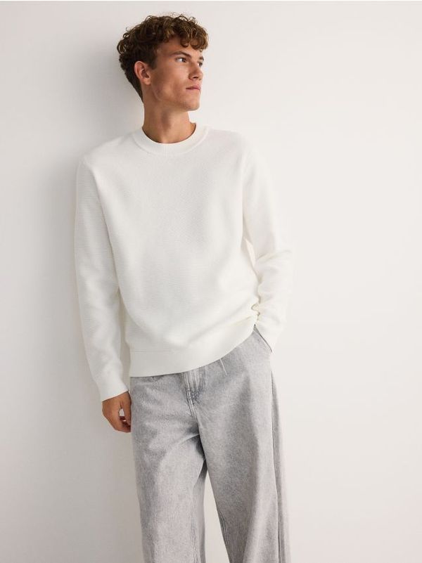 Reserved Reserved - Džemper s visokim udjelom pamuka - krem