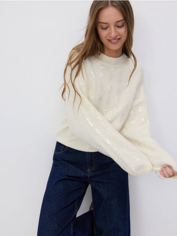 Reserved Reserved - Džemper sa šljokicama - boja kože