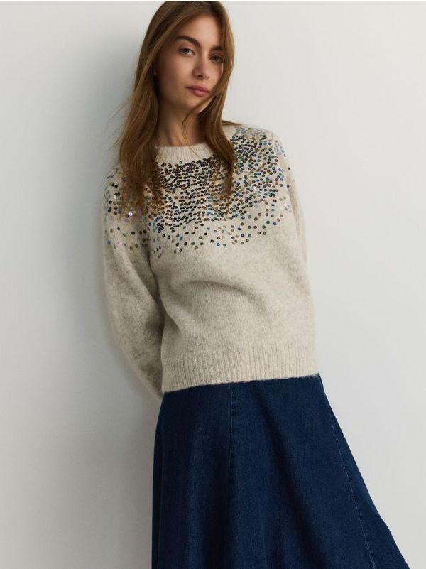 Reserved Reserved - Džemper sa šljokicama - boja kože