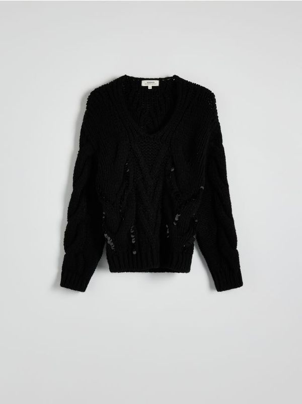 Reserved Reserved - Džemper sa šljokicama - crno