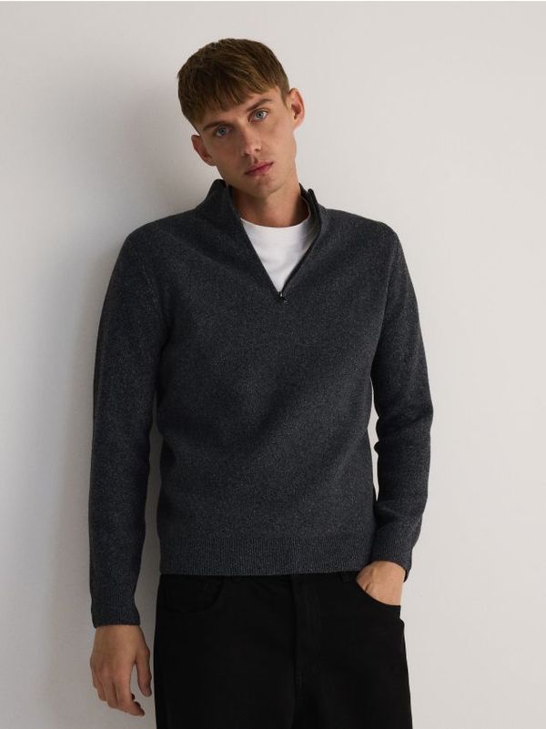 Reserved Reserved - Džemper uspravna ovratnika - tamnosivo