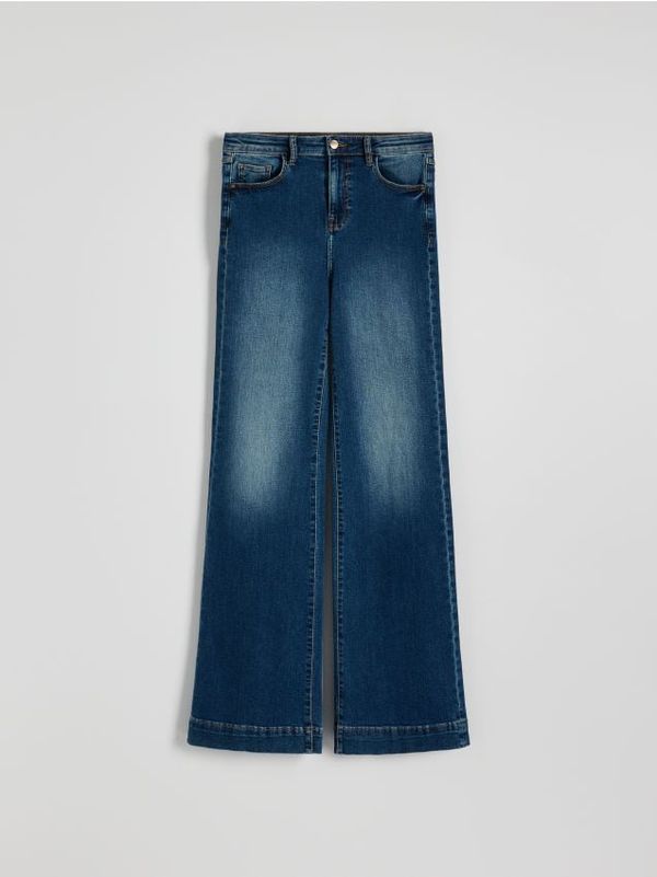 Reserved Reserved - Flare traperice visokog struka - mornarsko plava