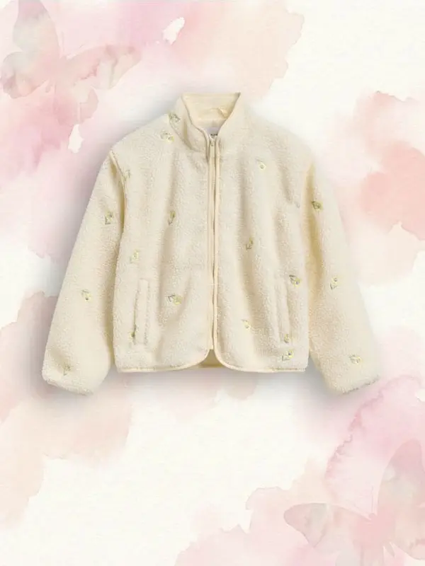 Reserved Reserved - Fleece jakna s vezom - krem