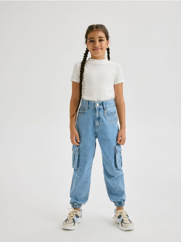 Reserved Reserved - GIRLS` JEANS TROUSERS & CHAIN - plava