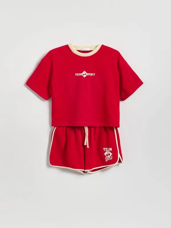 Reserved Reserved - GIRLS` JOGGING TOP & SHORTS - crvena