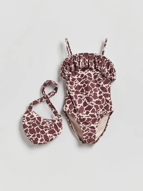 Reserved Reserved - GIRLS` SWIMMING SUIT & HANDBAG - smeđi