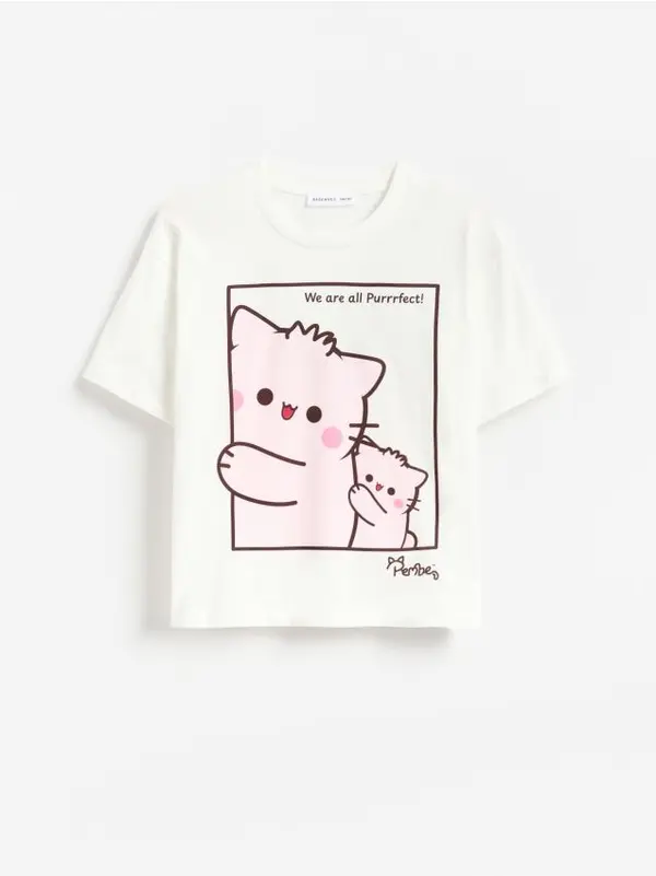 Reserved Reserved - GIRLS` T-SHIRT - krem