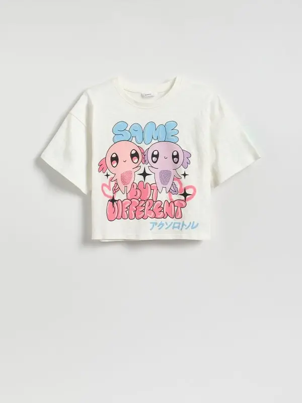 Reserved Reserved - GIRLS` T-SHIRT - krem