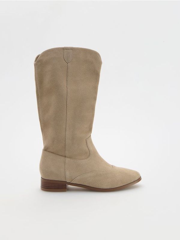 Reserved Reserved - Gležnjače od brušene kože - bež