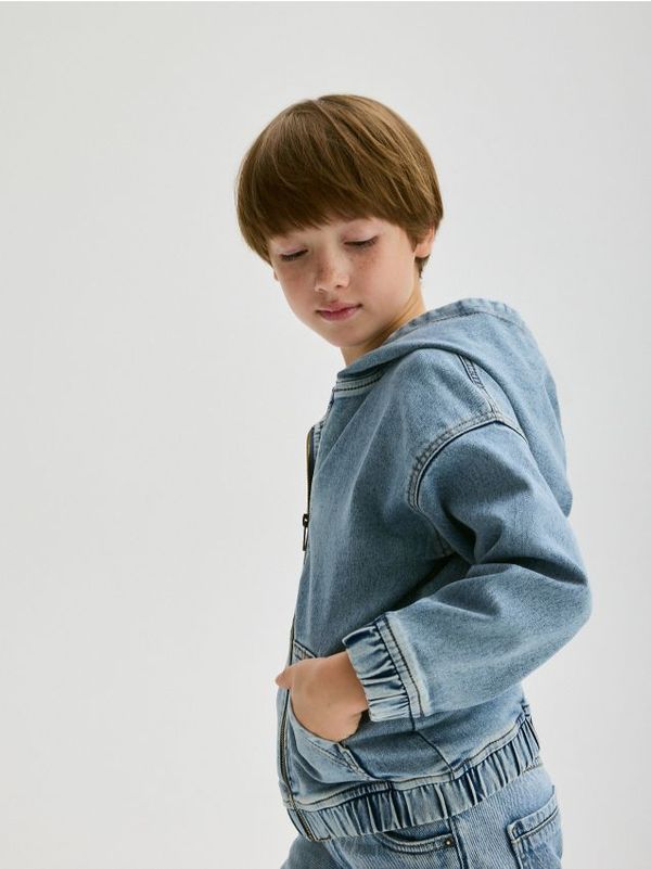 Reserved Reserved - Gornji dio trenirke od trapera s kapuljačom - plavo