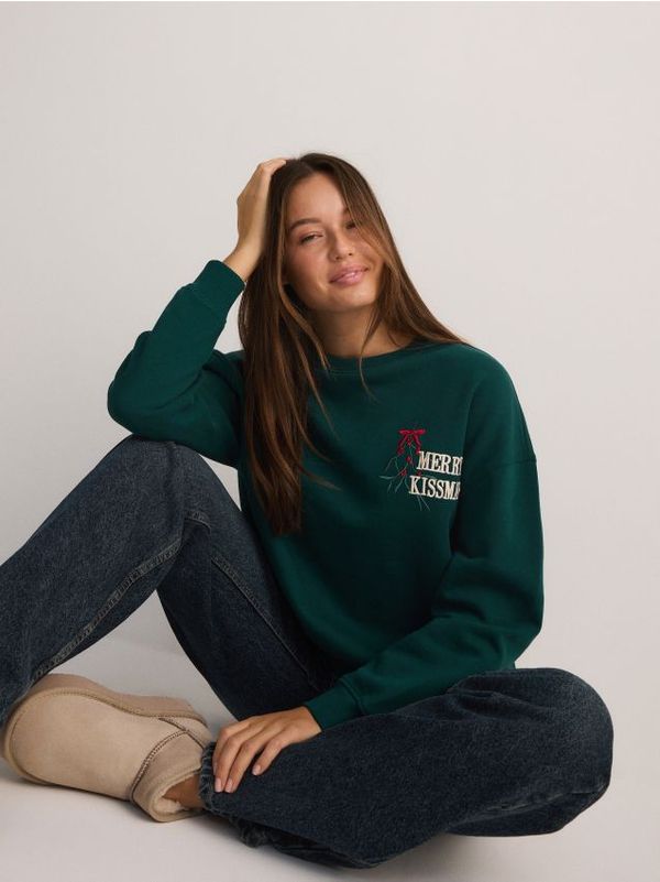 Reserved Reserved - Gornji dio trenirke s božićnim motivom - zelena