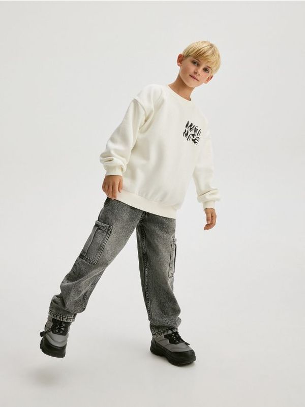 Reserved Reserved - Gornji dio trenirke s printom - krem