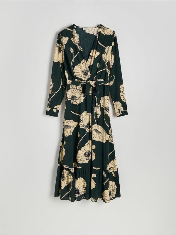 Reserved Reserved - Haljina na preklop od viskoze - tamnozeleno