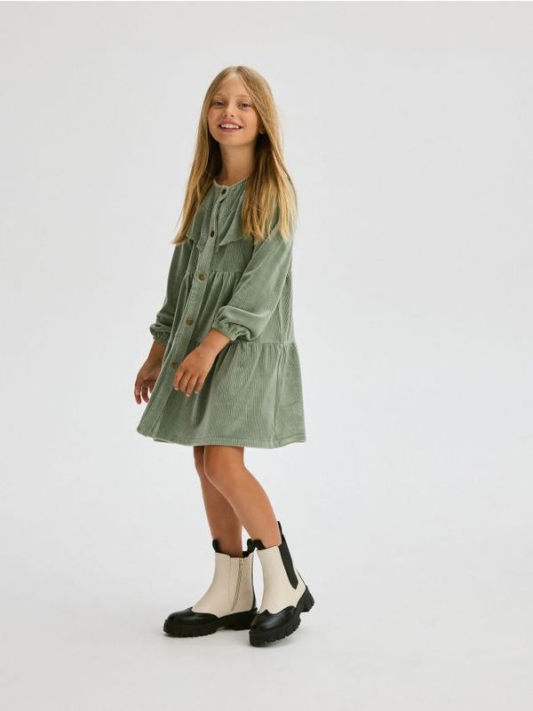 Reserved Reserved - Haljina od rebrastog baršuna - svjetlozeleno