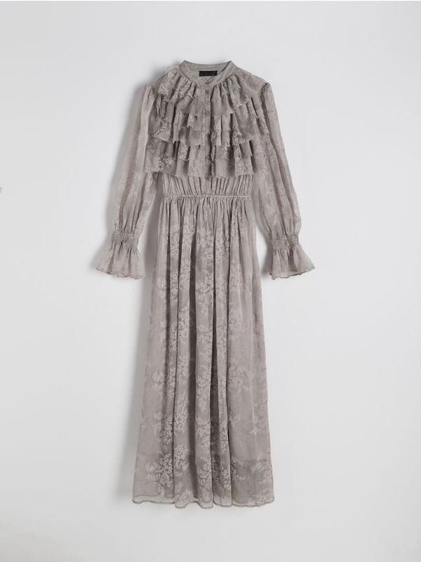 Reserved Reserved - Haljina od šifona s volanom - light grey