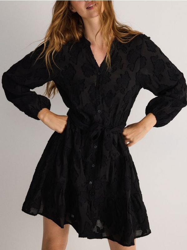 Reserved Reserved - Haljina od strukturirane tkanine - crno