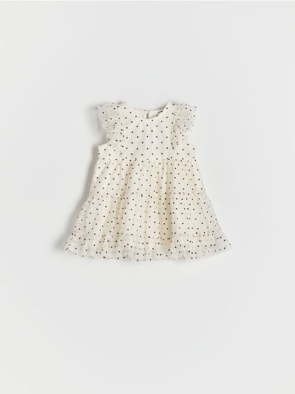 Reserved Reserved - Haljina od tila s točkicama - krem