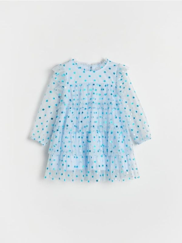 Reserved Reserved - Haljina od tila s uzorkom zvijezda - svjetloplavo