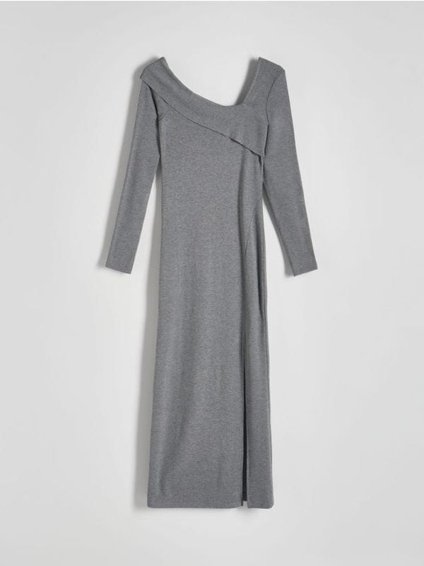 Reserved Reserved - Haljina od žerseja s asimetričnim izrezom - tamnosivo