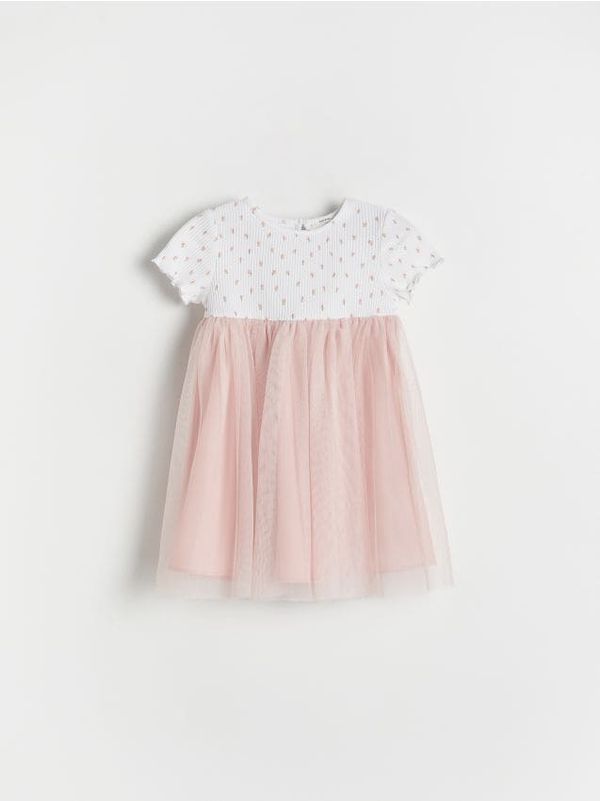 Reserved Reserved - Haljina s donjim dijelom od tila - pastelnoružičasto