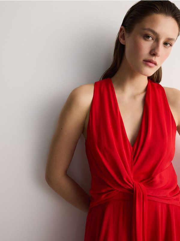 Reserved Reserved - Haljina s ukrasnim vezanjem - crvena