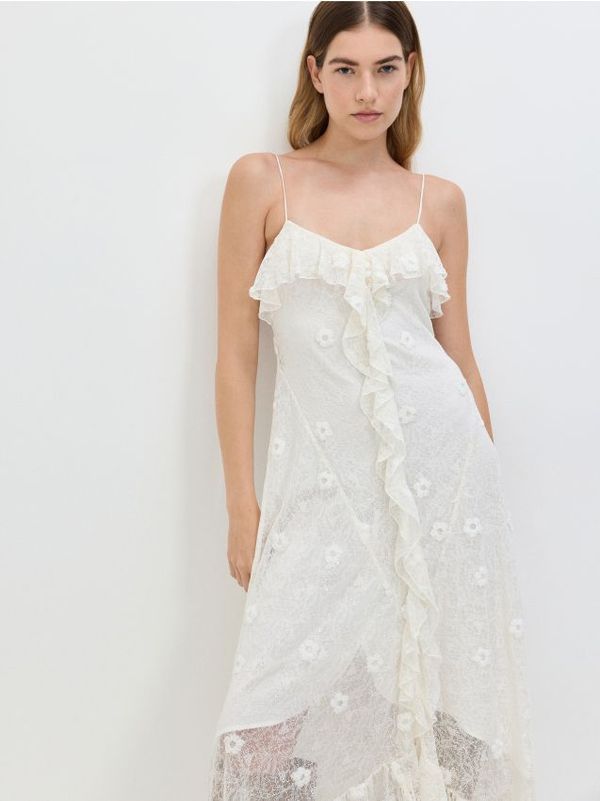 Reserved Reserved - Haljina s volanima i šljokicama - bijela