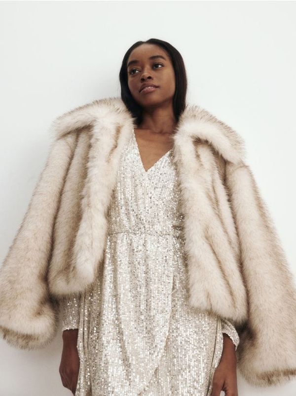 Reserved Reserved - Haljina sa šljokicama - boja kože