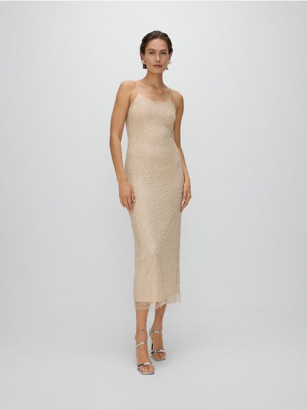 Reserved Reserved - Haljina sa šljokicama - boja kože