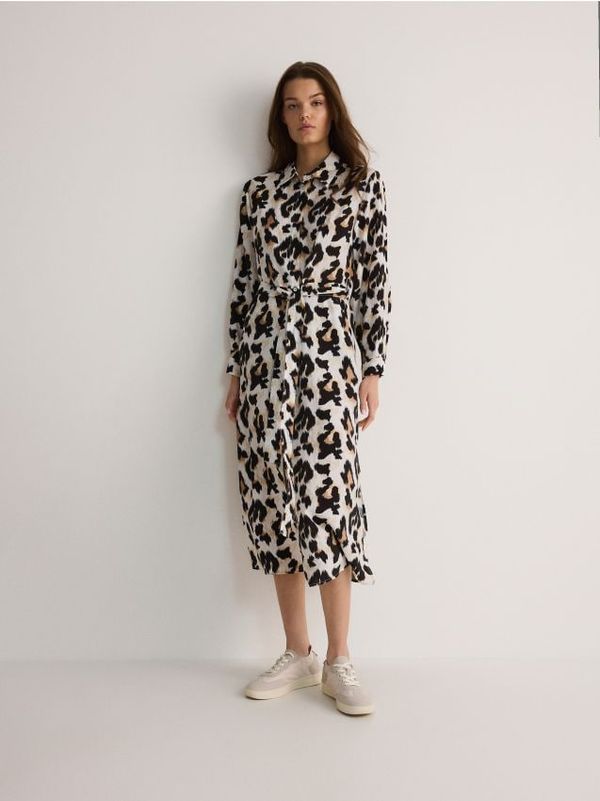 Reserved Reserved - Haljina sa životinjskim uzorkom - bež