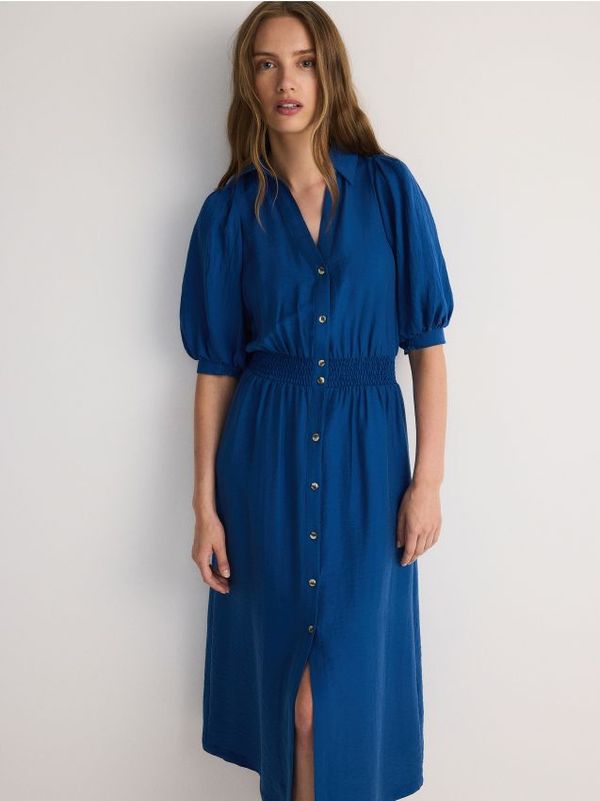 Reserved Reserved - Haljina u obliku košulje od liocelnih vlakana - mornarsko plava