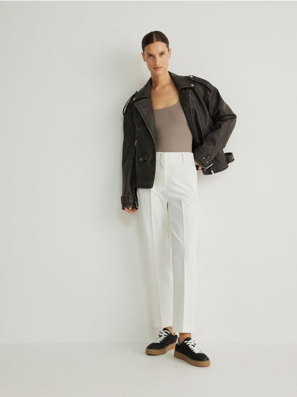 Reserved Reserved - Hlače cigareta kroja s mješavinom viskoze - bijela