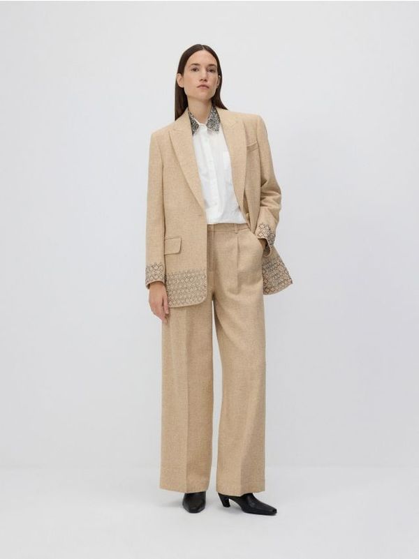 Reserved Reserved - Hlače od mješavine vune - boja pšenice