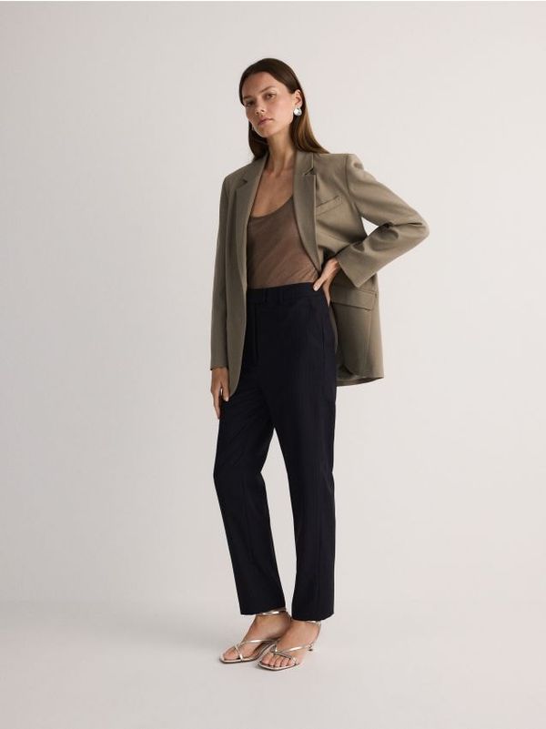 Reserved Reserved - Hlače od mješavine vune - crno