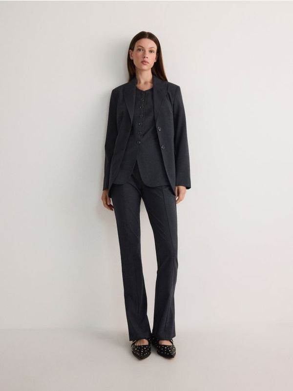 Reserved Reserved - Hlače od odijela od mješavine vune - tamnosivo