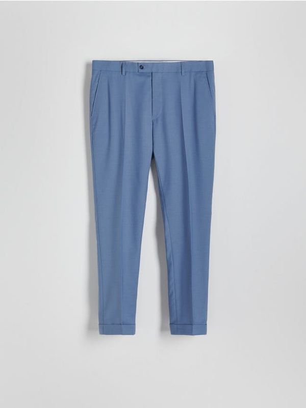 Reserved Reserved - Hlače od odijela s mješavinom vune - svjetloplavo