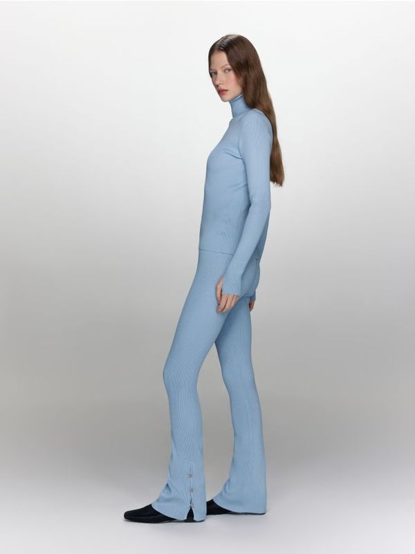 Reserved Reserved - Hlače od rebrastog žerseja - bljedoplavo