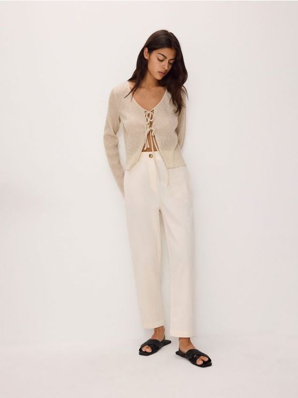 Reserved Reserved - Hlače od strukturirane tkanine - bež